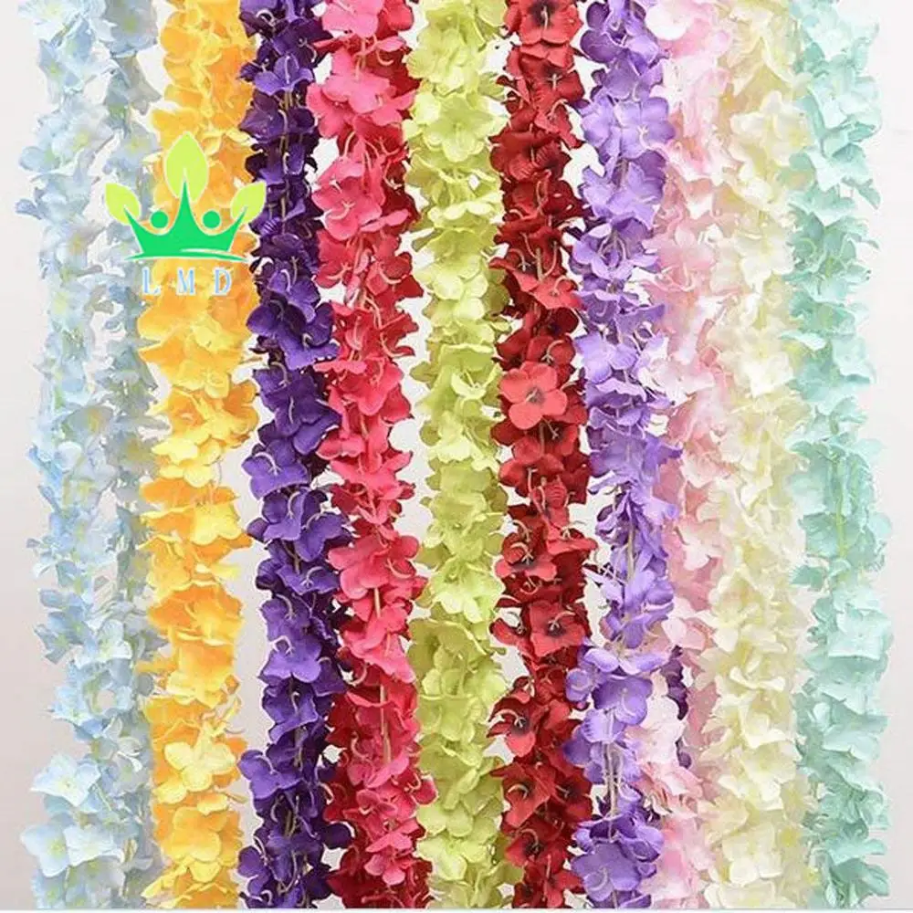 Artificial Hydrangea Garland String of Silk Flowers Wedding Bedroom Hanging 