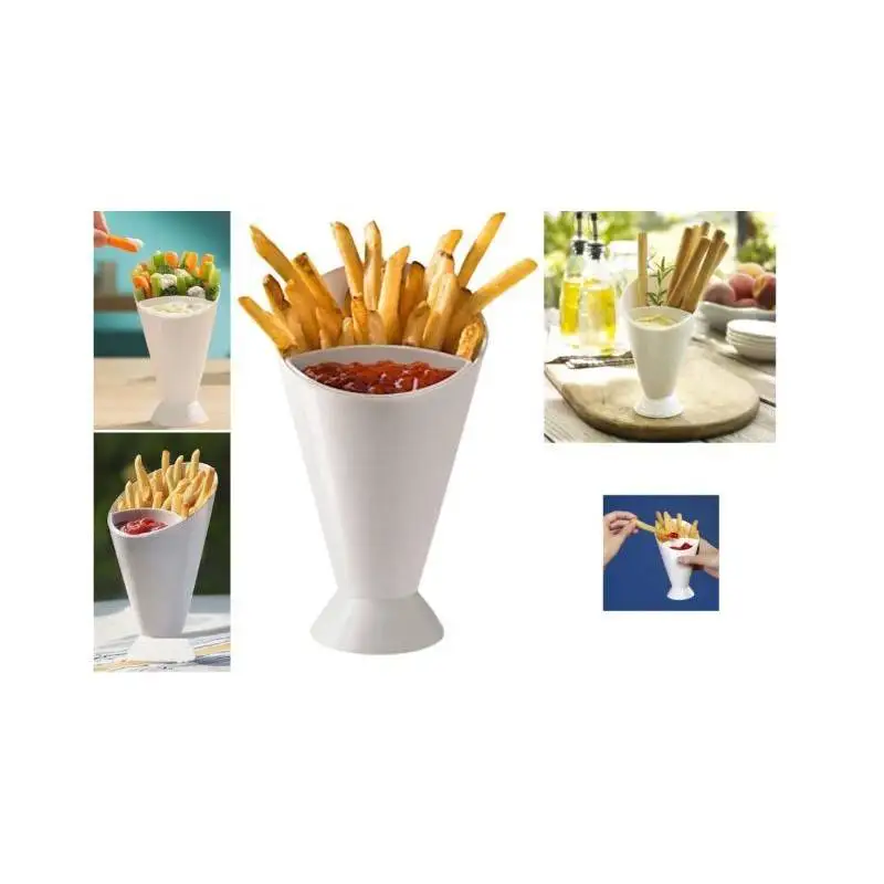 2 в 1 картошка фри чипы подставка конус картофеля-фри салат закусок конусная пластиковая чашка