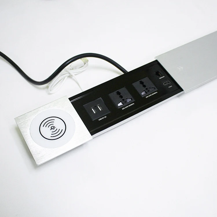 Furniture Mounted Power Multifunctional Socket Sliding Socket with USB Wireless Charger and Network