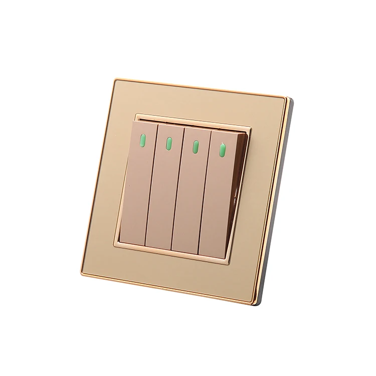 Acrylic Series Electrical Britain Outlet Control Push Button Panel Switch 1/2/3/4 Gang 1 Way UK Wall Switch