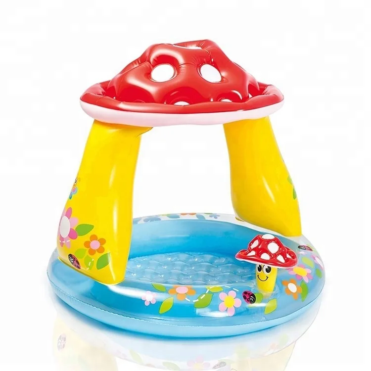 mushroom-shaped kids inflatable swimming pool with sunshade for