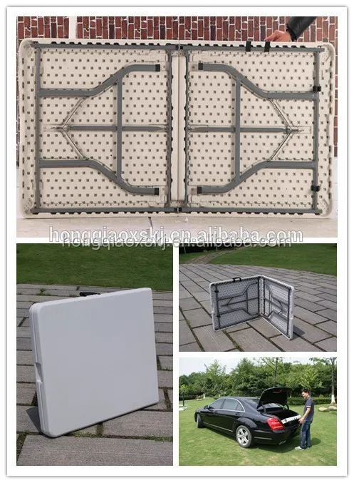 Z183 6ft Folding Double Plastic Table with Carry Case, Outdoor Portable Cheap Plastic Camping Picnic Table Made in China
