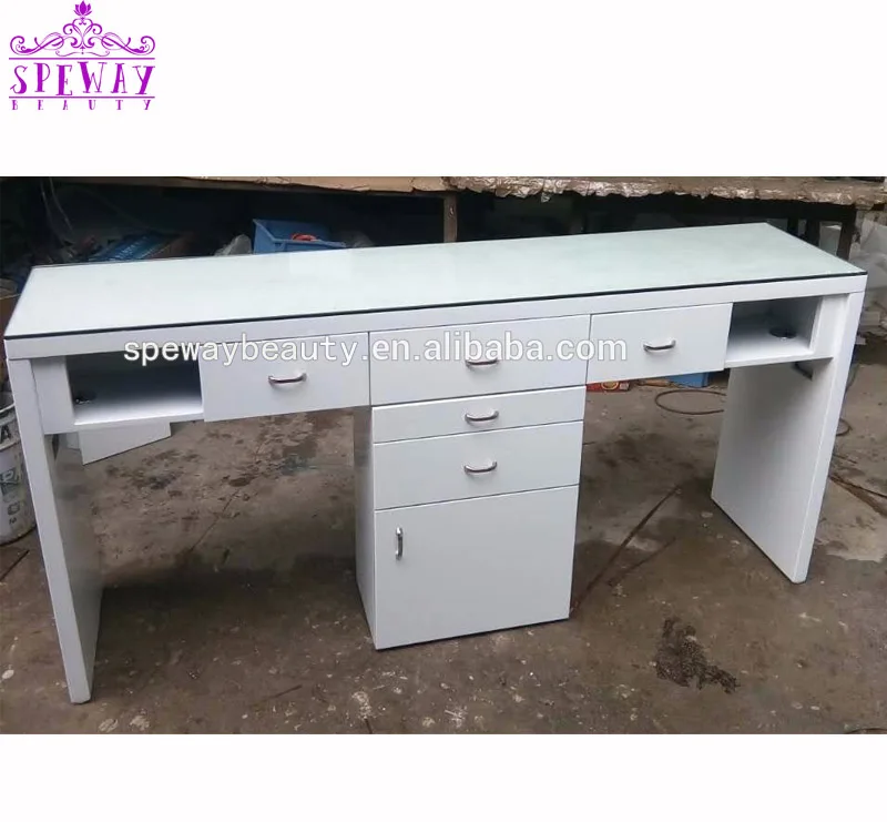 Speway Custom Modern Triple Seaters Manicure Table Simple Marble Top Salon Nail Table Triple Seat Nail Table