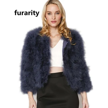 SF0021 Turkey Feather Jackets Cheap Real Fur Strips Feather coats feather fluffy factory supply