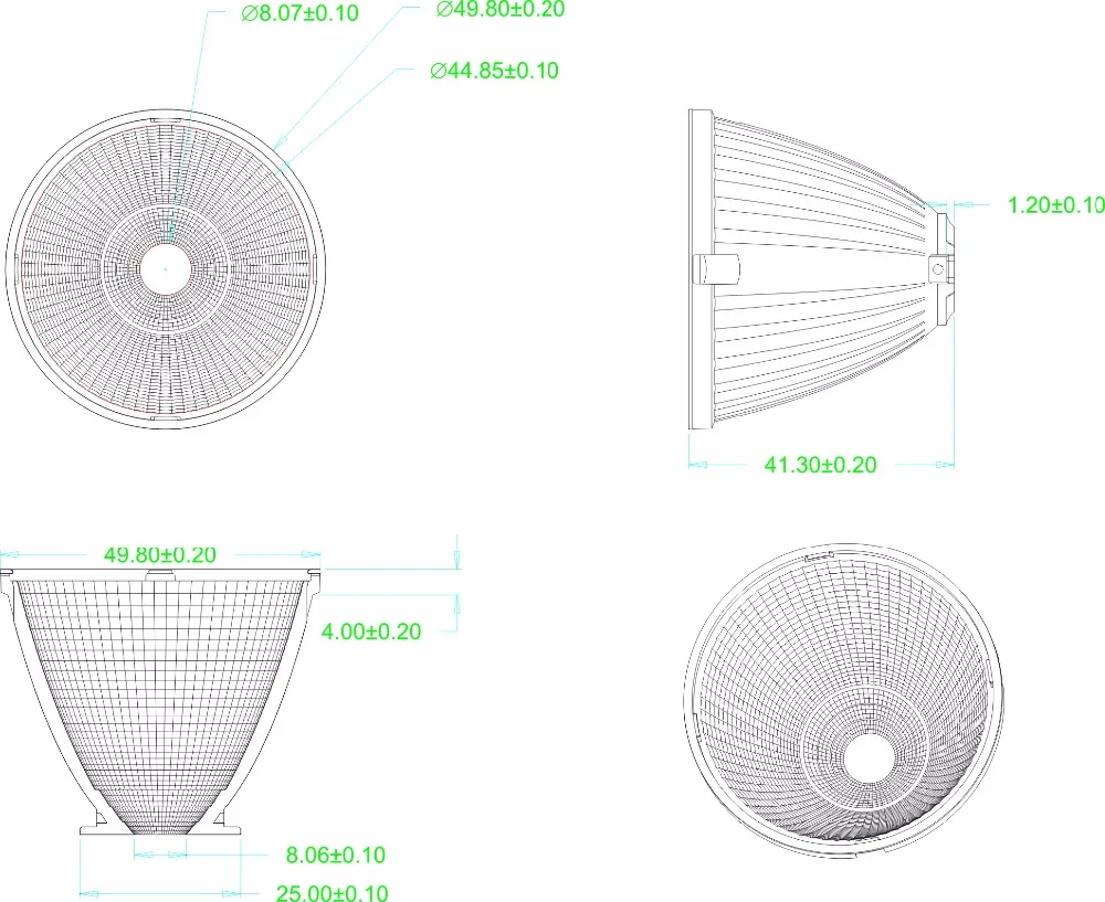 Spot Light Optical Part Plastic Dome Light Covers Small Round Reflectors