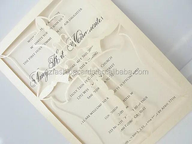 Cross First Communion Dinner Muslim Wedding Invitation Card Custom Birthday Invitations Laser Cut Menu Cards