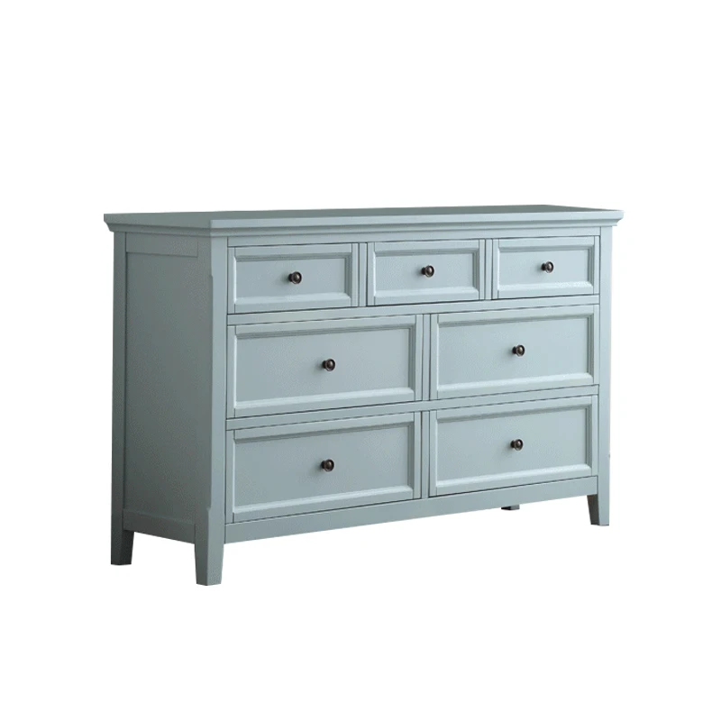 Factory Directly Supply Modern Blue Commodity TV Stand Natural Wooden Chest Drawer Living Room Cabinet