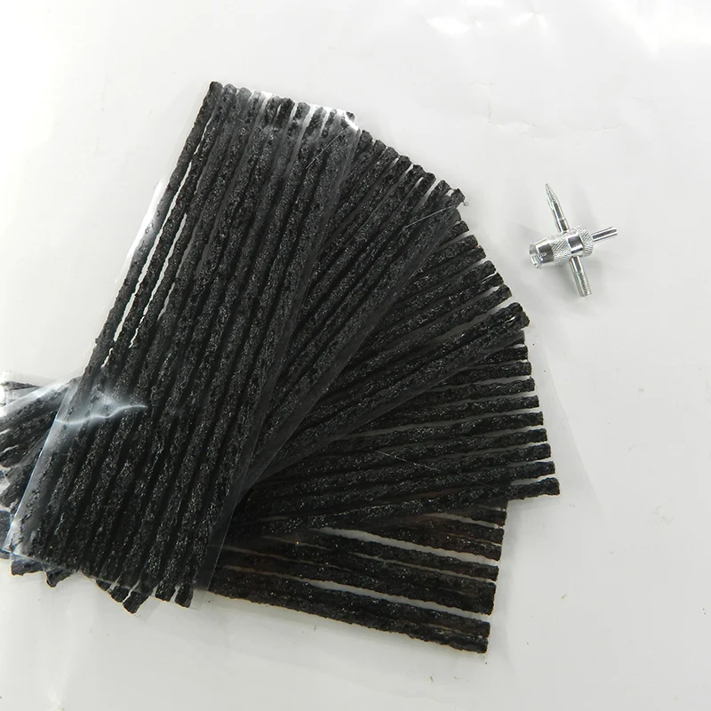 50 Pcs Tubeless Tire Repair Seal String Rubber Filler Strips Black 4"