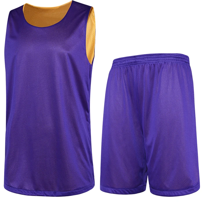 Red Blue Green Purple Orange Color Custom Reversible Basketball Sets Shirts  And Shorts