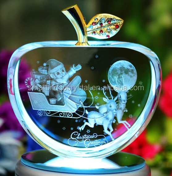 2014 crystal apple christmas gifts with led light base