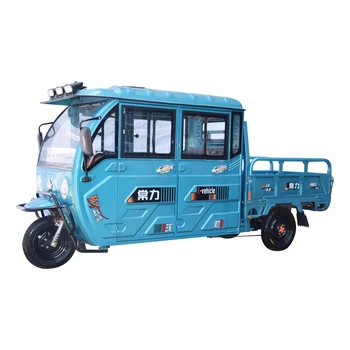 china crew cab 1000W 3 wheels motorized nigeria deliver 200cc double row cargo truck tricycle with cabin for sale