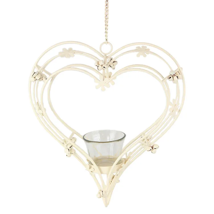 Metal Hanging Heart Shaped Tea Light Holders For Wedding Garden Or Home