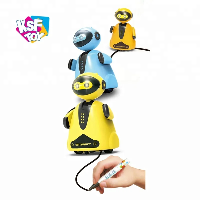 New Design Battery Operated Inductive Robot Toy Kids Plastic Drawing Robots  Inductive Line Follower Electric Robotic with Magnetic Pen LED Light Robots  Toys - China Robots Toys and Toy Robot price