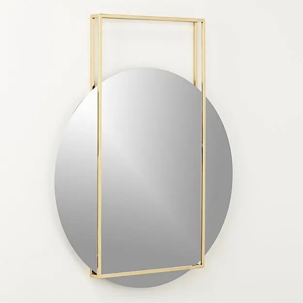 Pendulum Gold Stainless Steel Open Framework Brass Circular Wall Mirror
