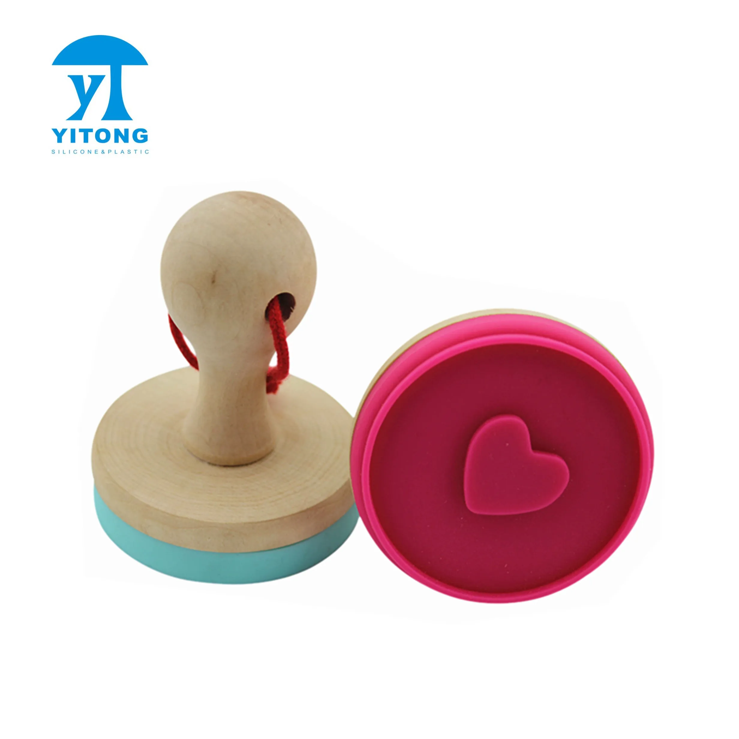 Custom Silicone Cookie Stamp With Wooden Handle Durable Heat Resistant Handmade Biscuit Baking Tool