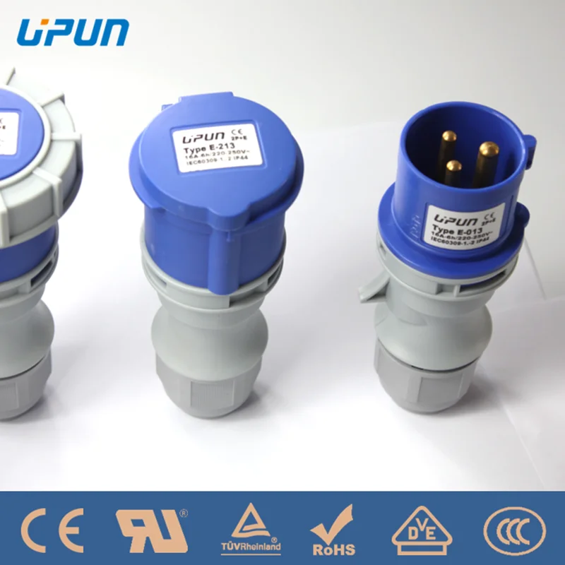 Blue Industrial Plug and Socket with Cover 16a 220V 240V