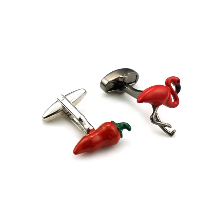 Wholesale Custom Your Own Logo Red Pepper Luxury Enamel Colorful Cufflinks