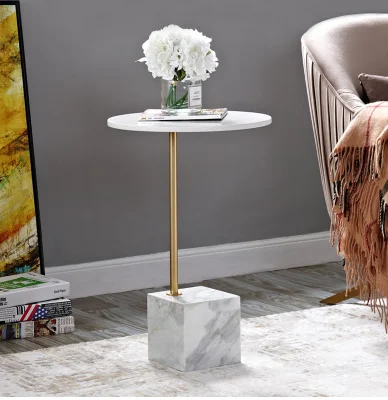 Modern Luxury End Table Design Small Marble Base Round Side Table for Living Room Furniture