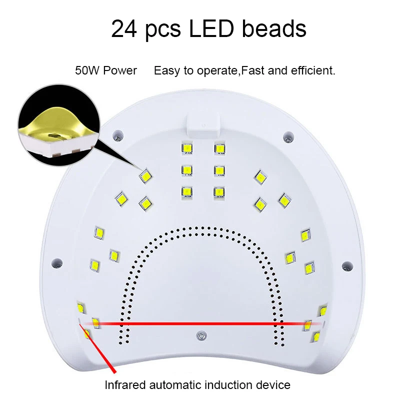Защита от солнца X1 плюс 24 шт бусины света 50 Вт Мощность лака для ногтей здоровье и безопасность источник 365 + 405nm УФ светодиодная лампа