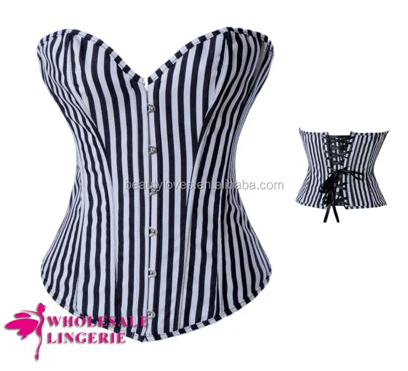 black and white striped bustier