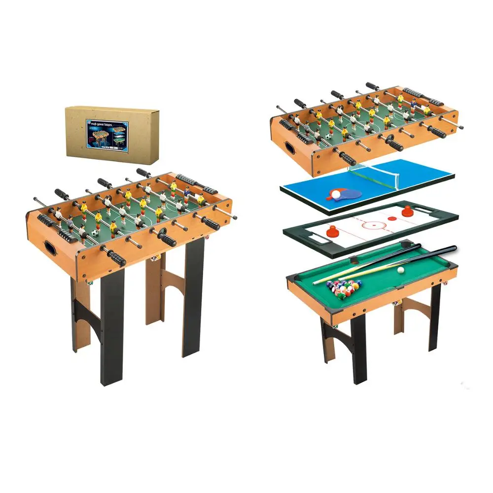 Складной Игровой Стол 4 в 1, детский игровой комнатный стол, 4 разных игры, бассейн, мяч, футбол, настольный теннис, воздушный хоккей