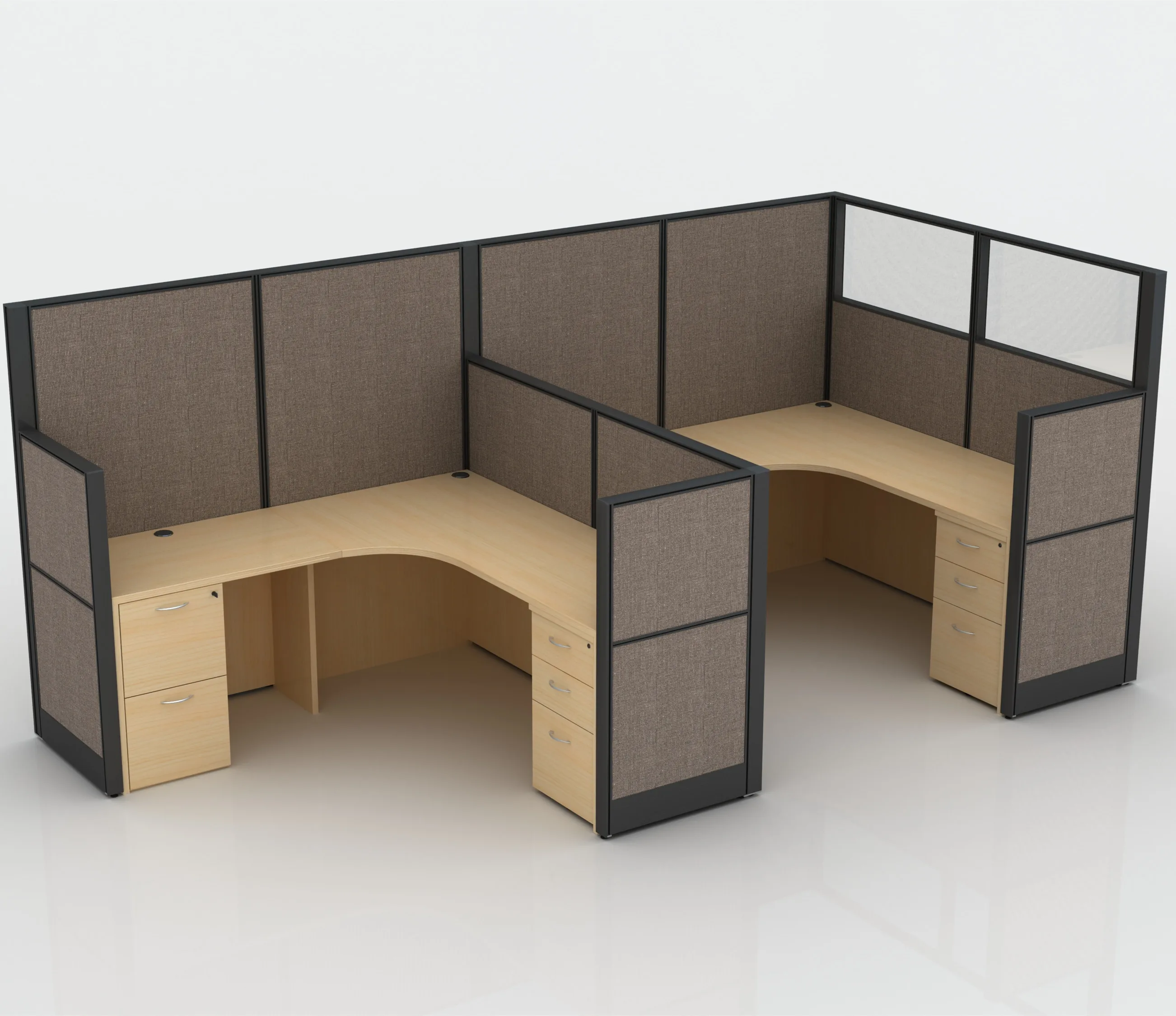 double desk with partition