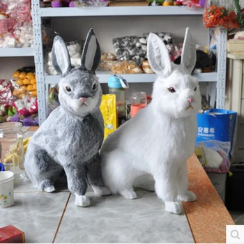 4 pezzi simulazione di animali mini coniglio di peluche reale, mini modello, decorazione domestica, vero coniglio di Pasqua, accessori per la fotografia di animali di peluche, primavera | IT