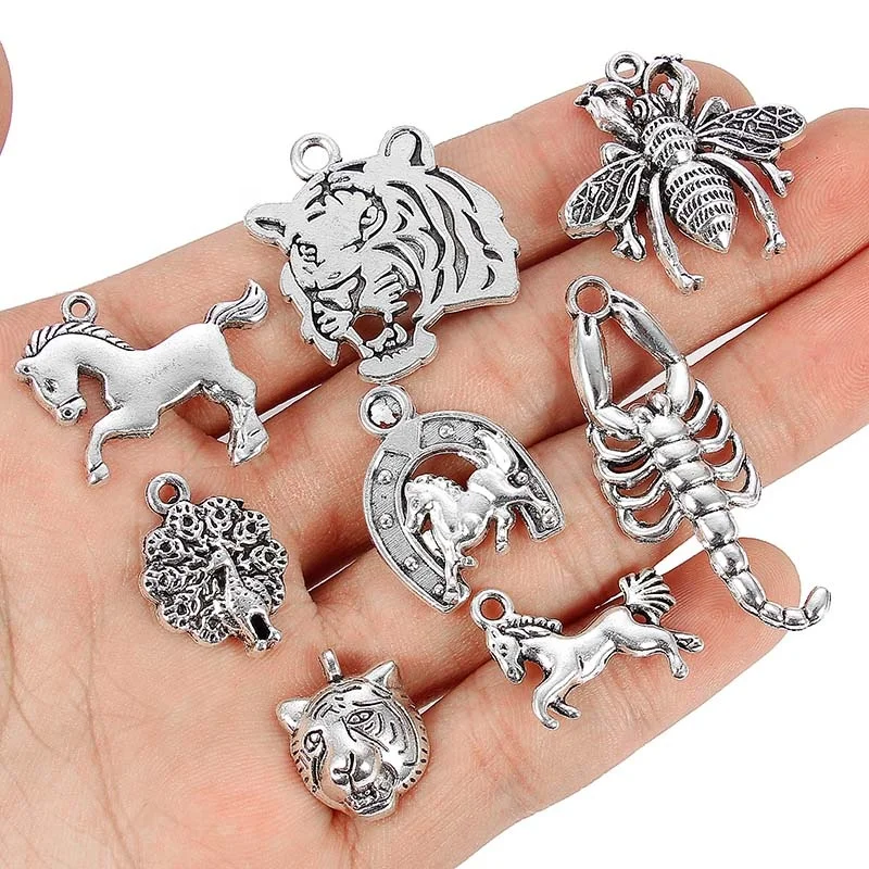 Mixed Antique Silver Color Anchor Animal Charms Pendants For Bracelet