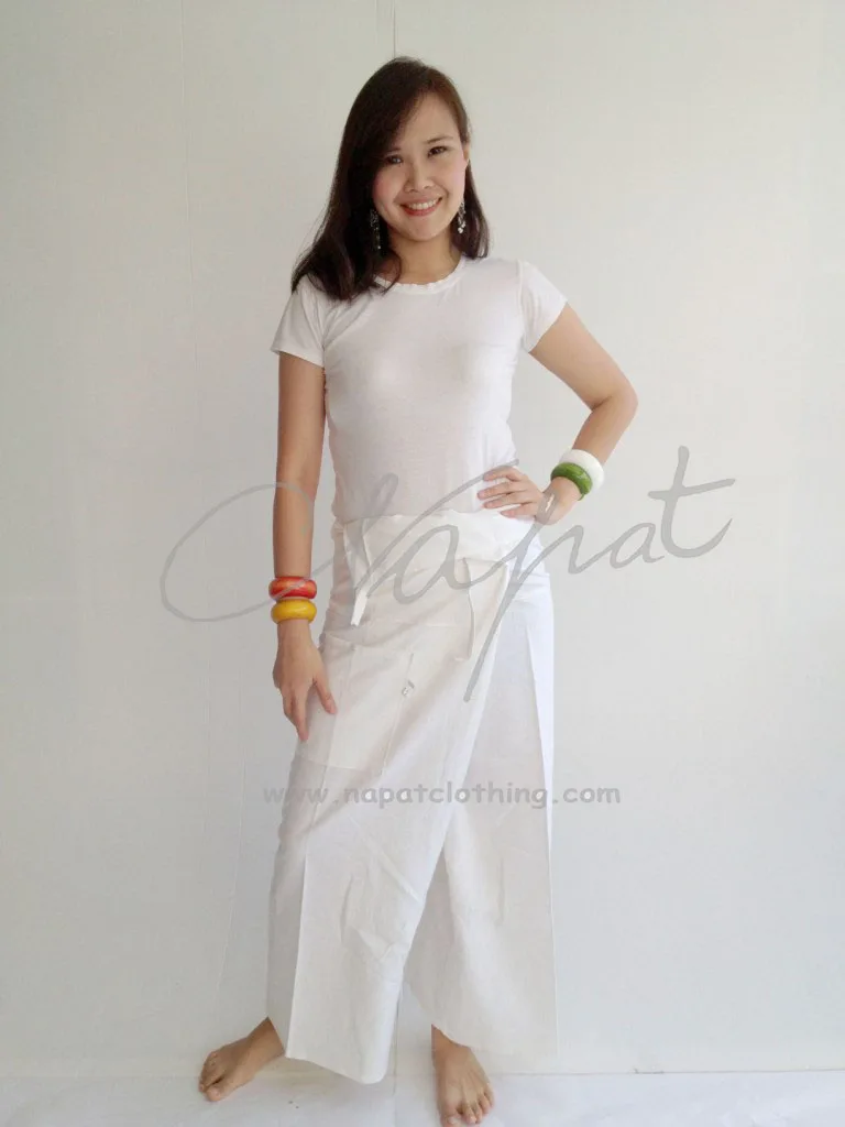 white fisherman pants