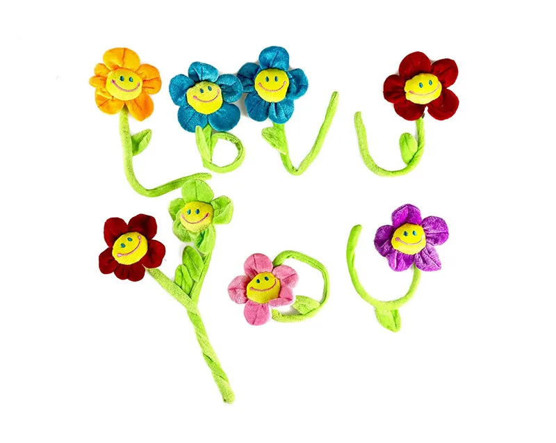 33 cm Colorful Smile Faces Bendable Stems Sunflower Plush Toy