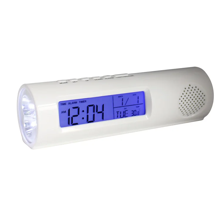 New Design 3 in 1 FM Radio Flashlight Blue LED Backlight Digital Calendar Alarm Clock