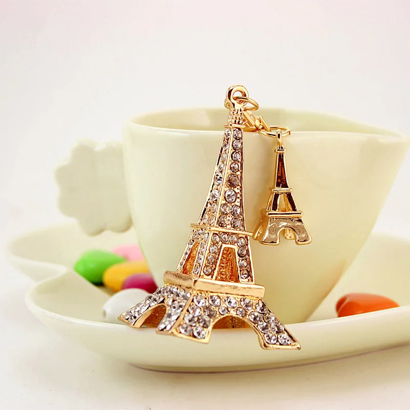 Hovisi Lot De 12 Porte-Clés 3D Tour Eiffel Miniature - Doré Brillant - Souvenir Paris Mignon