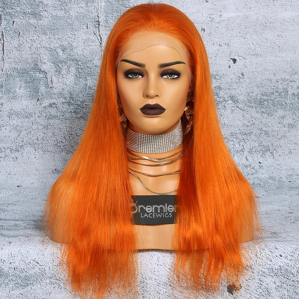 Premier Virgin Chinese Human Hair Silky Straight Texture Orange Color Human  Hair Wig - Buy Orange Lace Wig,Orange Wig,Orange Human Hair Wig Product on  