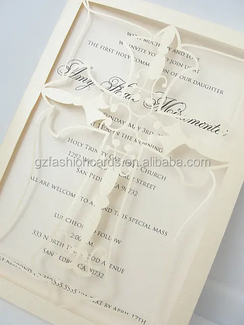 Cross First Communion Dinner Muslim Wedding Invitation Card Custom Birthday Invitations Laser Cut Menu Cards