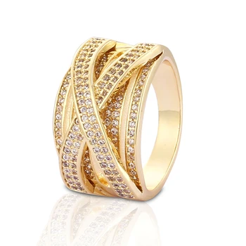 Fashion Latest Designs Gold Plated CZ Wedding Rings for Women & Men's New Model Promise Jewelry