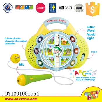 Phonics radio learning machine with microphone for baby toy English and Spanish language