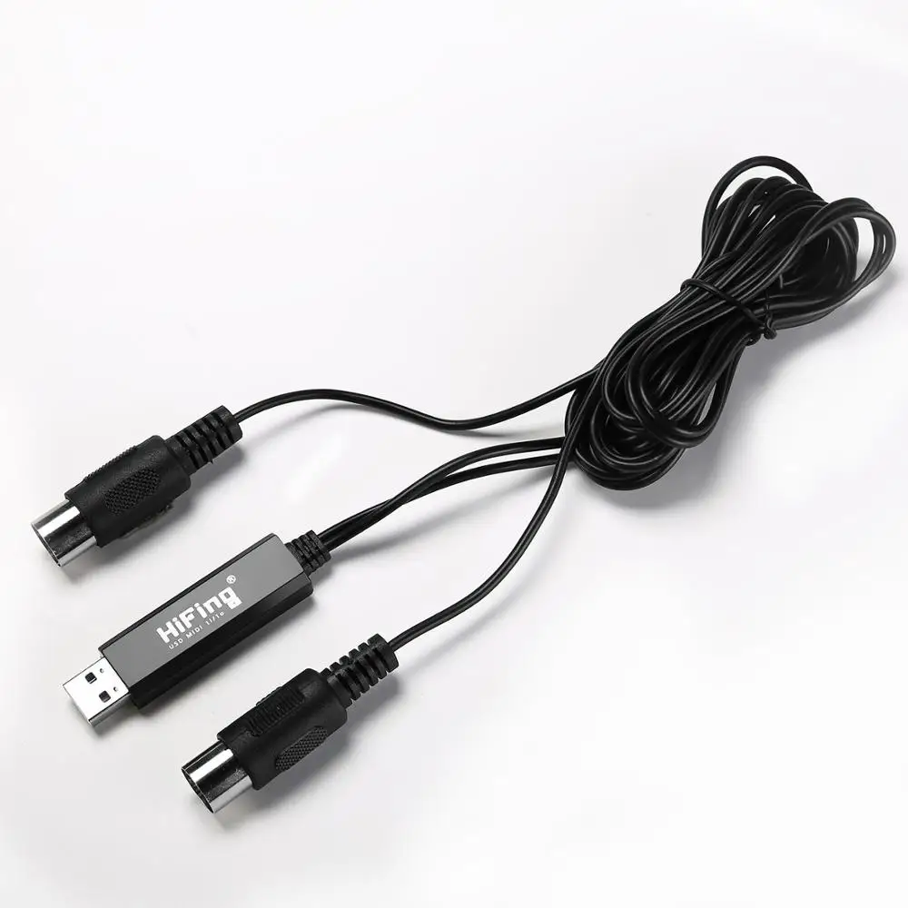 docooler HiFing USB in-Out MIDI Câble One in One Sortie Interface 5 Broches Ligne Convertisseur PC à Musique Claviers Adaptateur Cord Noir 