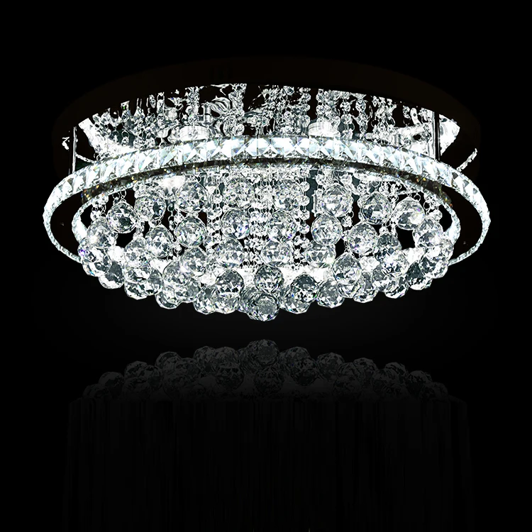 Lampadari Moderni Crystal Modern Round Led Ceiling Lights for Hotel