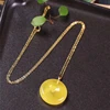 925 sterling silver 18k gold plating natural amber necklace