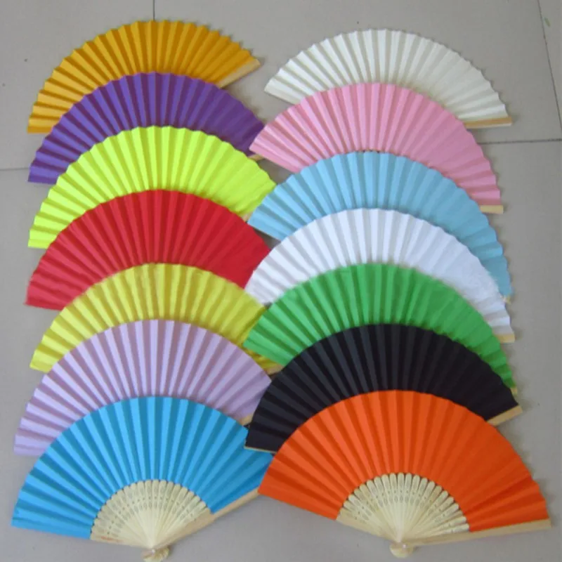 Coffee wuayi Paper Folding Fan Chinese Style Solid Color Bamboo Handheld Fan for Dancing Cosplay Wedding Party Props Home Office Wall DIY Decoration Gifts 