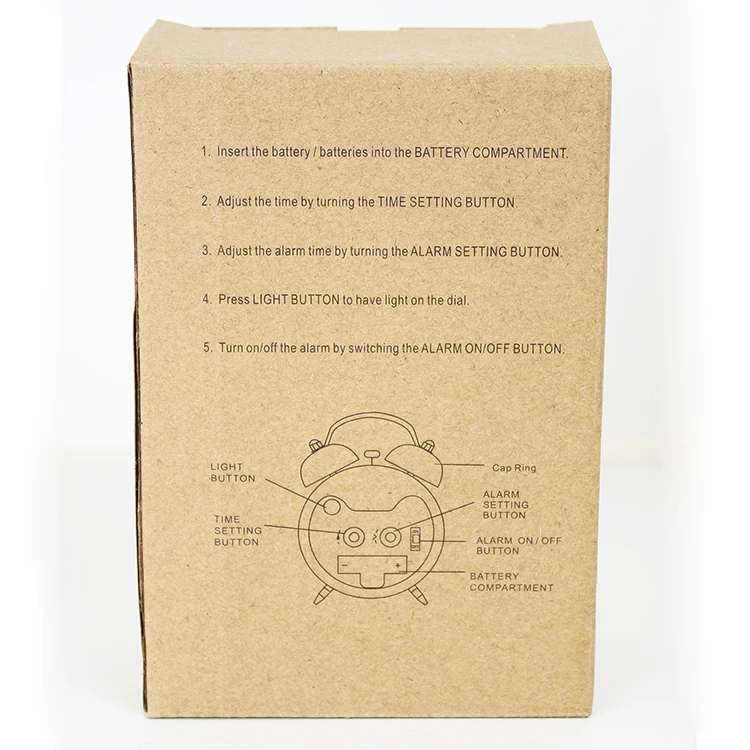 3d Plastic Number Big Number Metal Round Twin Bell Alarm Clock With