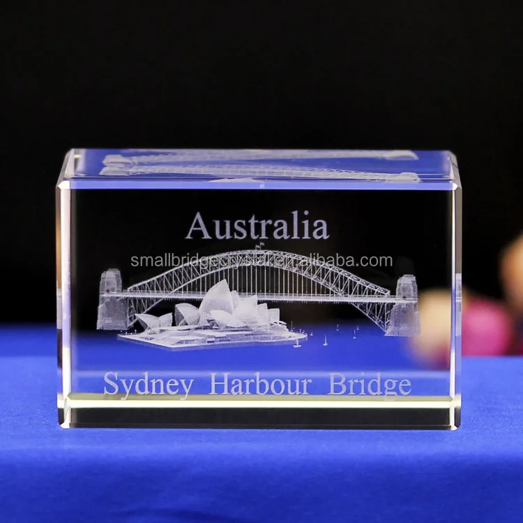 Australia Sydney Opera House Model K9 3d Laser Glass Crystal Cube Gift Famous Buildings