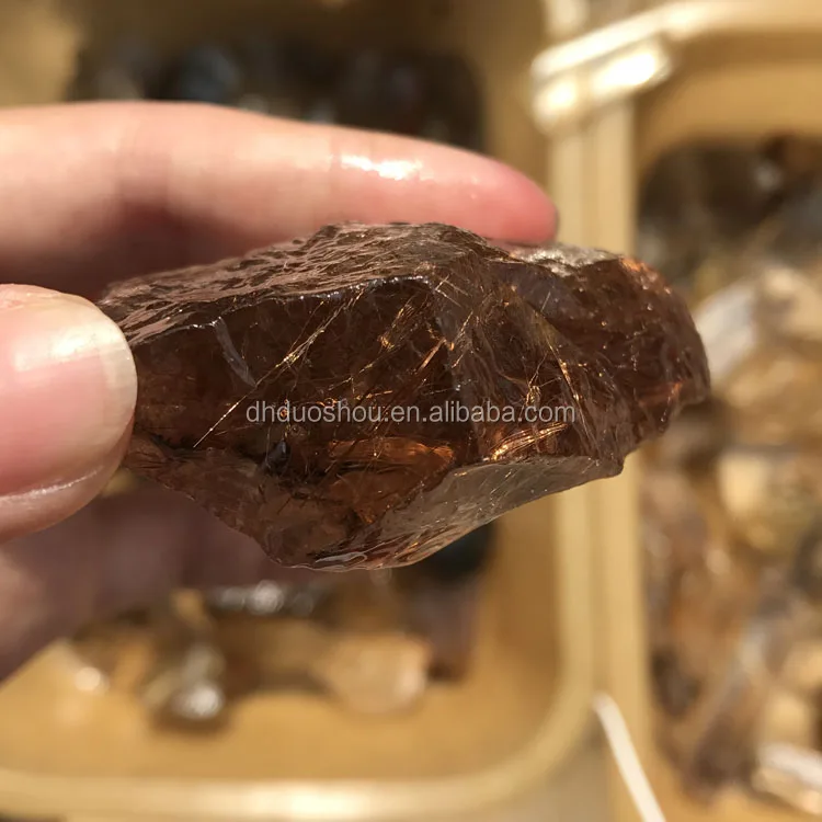 Natural Gold Rutilated Quartz Rough Stone Cupreous Rutilated Crystal Raw
