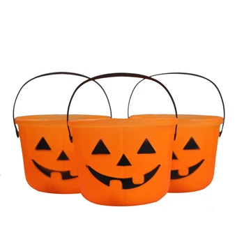 Pafu Halloween Trick or Treat Pumpkin Bucket Jack O Lantern Candy Basket Halloween Party Supplies Pumpkin Pails with Handle
