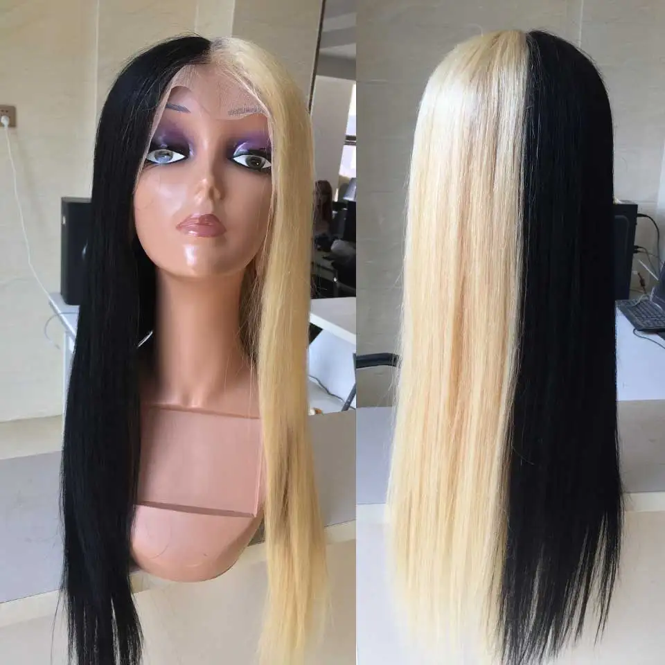 Sexy New Design Half Blonde 613 Half Black Hand Made Human Hair