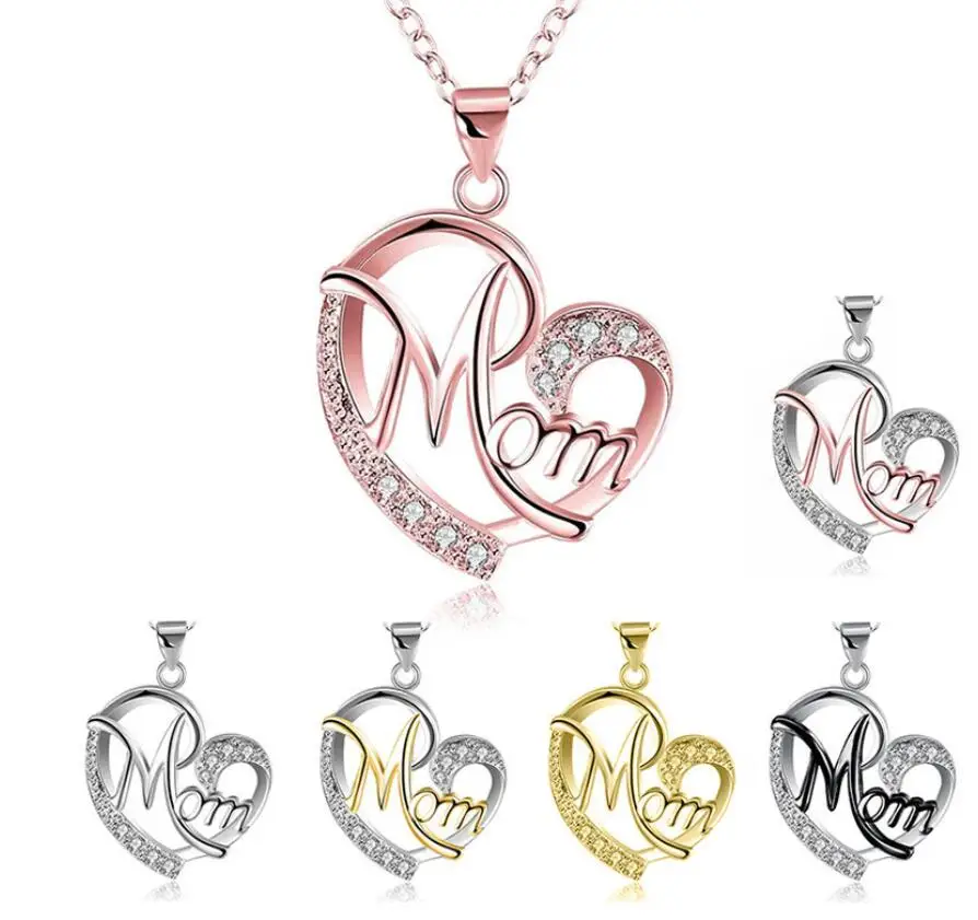 Queena Silver Love Heart Mom Pendant 