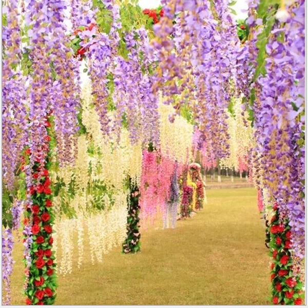 Factory Sell Artificial Wisteria Flowers Vines Garland Wedding Flower