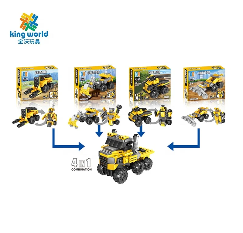 Shantou manufacture kids blocks toys building set DIY pull back function bricks
