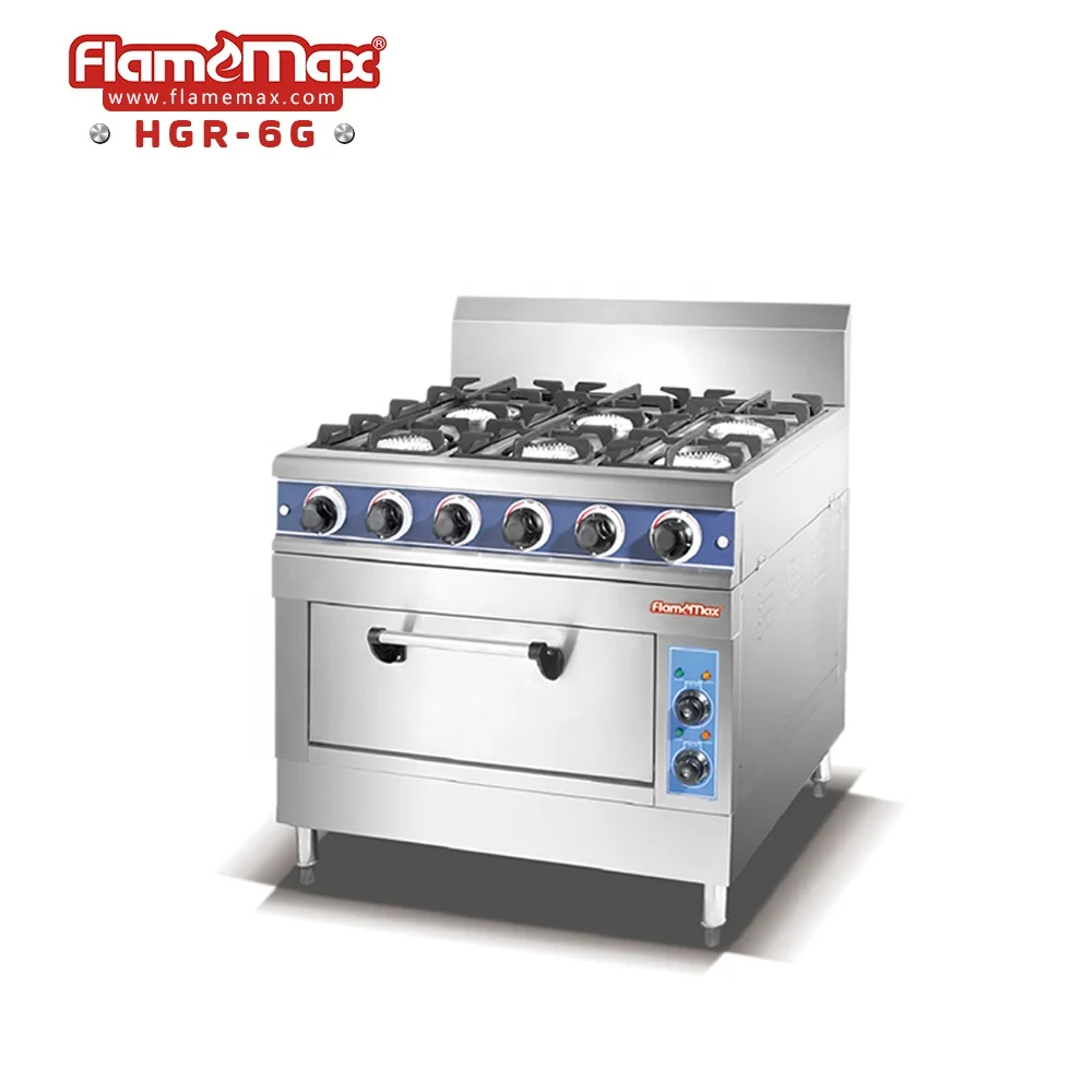 CRC-74G 4 Burners Commercial Hotel Cooking Equipment Gas Range with Gas Oven Stainless Steel Gas Cooker Suitable LPG and LNG