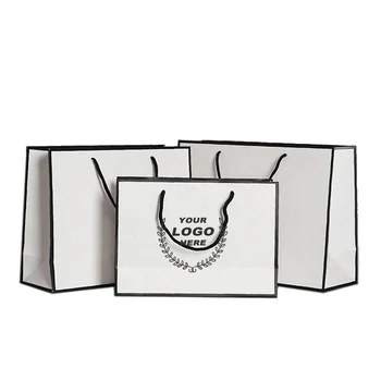 Custom Logo Printed White Cardboard Shopping Jewelry Luxury Perfume Paper Gift Bags